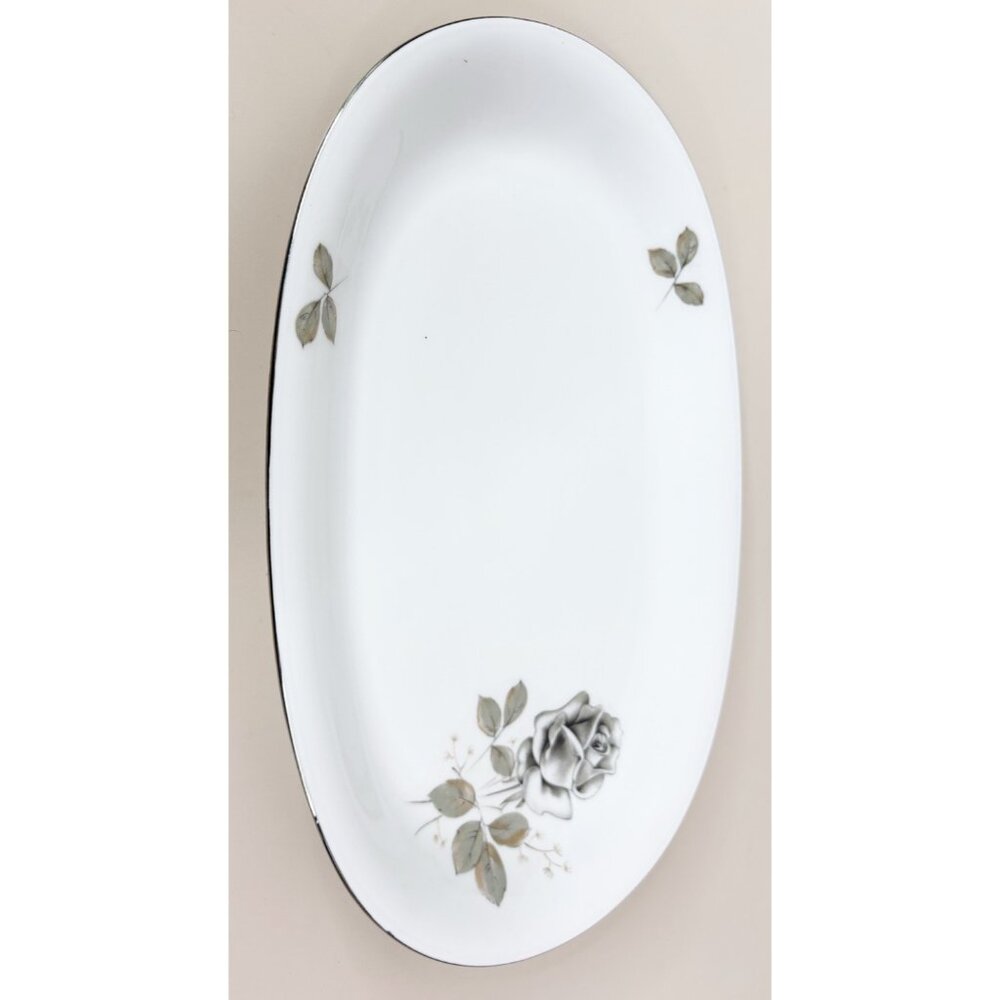 Winterling 8"x12.5" Smoke Rose Gray White Serving Platter Bavaria Germany EUC